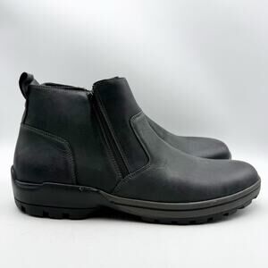 Propet Mens Brock Ankle Boots Size 14 M EU 48 Black Leather Dual Zipper EUC
